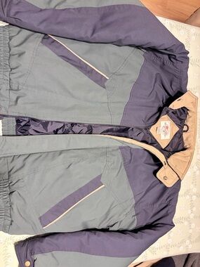 Vintage 90s McGregor Navy Jacket with Beige Panel and Green Logo